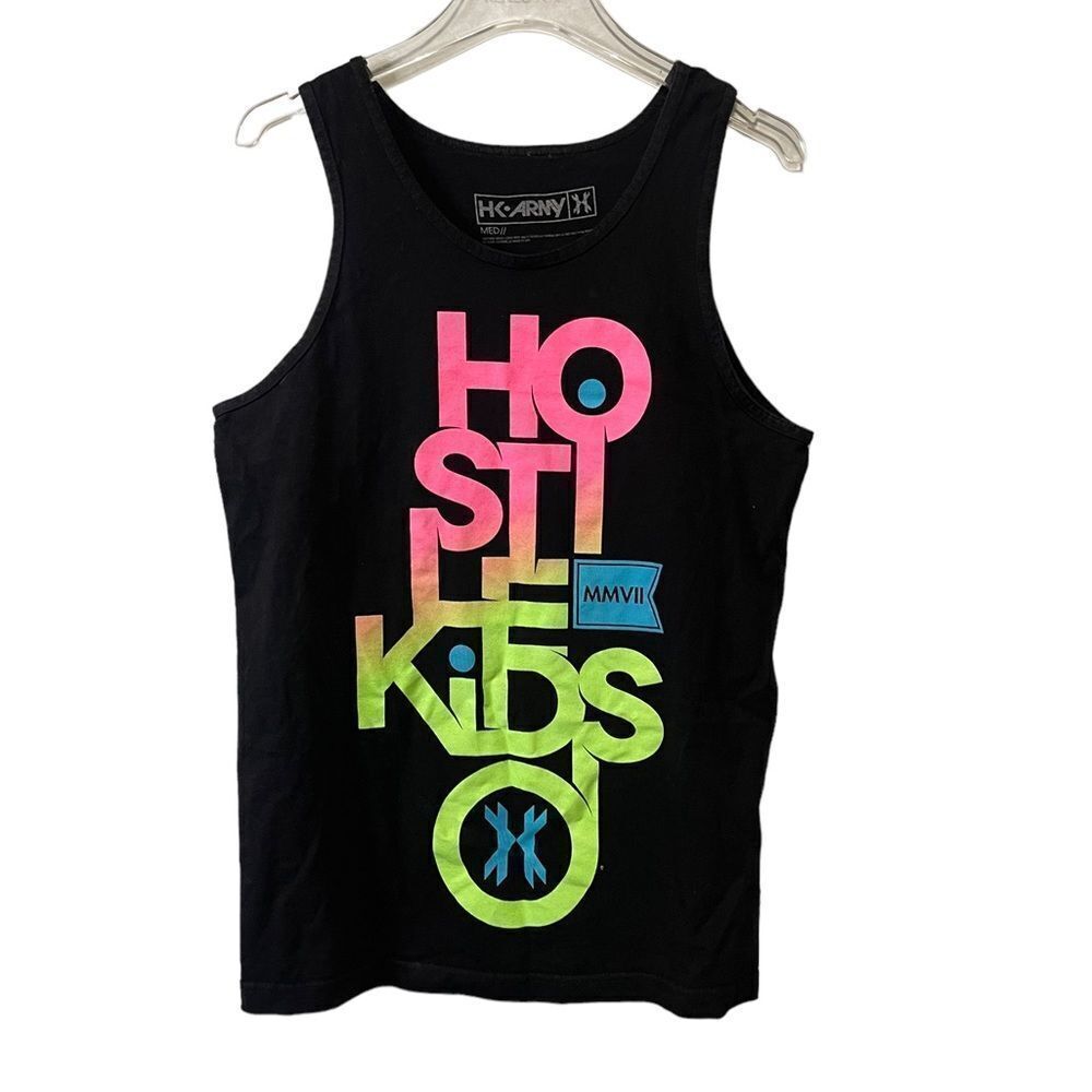 HK Army Hostile Kids Tank Top Shirt Black Neon Ombré Size Medium